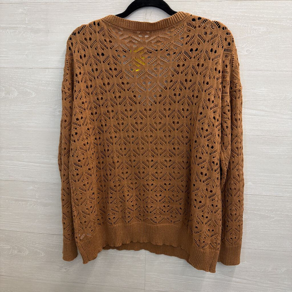 Maurices Brown Open Knit Long Sleeve Top Extra Large