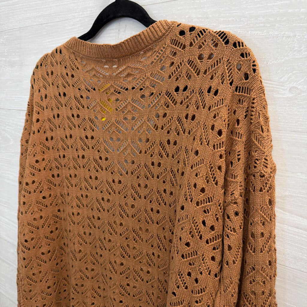 Maurices Brown Open Knit Long Sleeve Top Extra Large