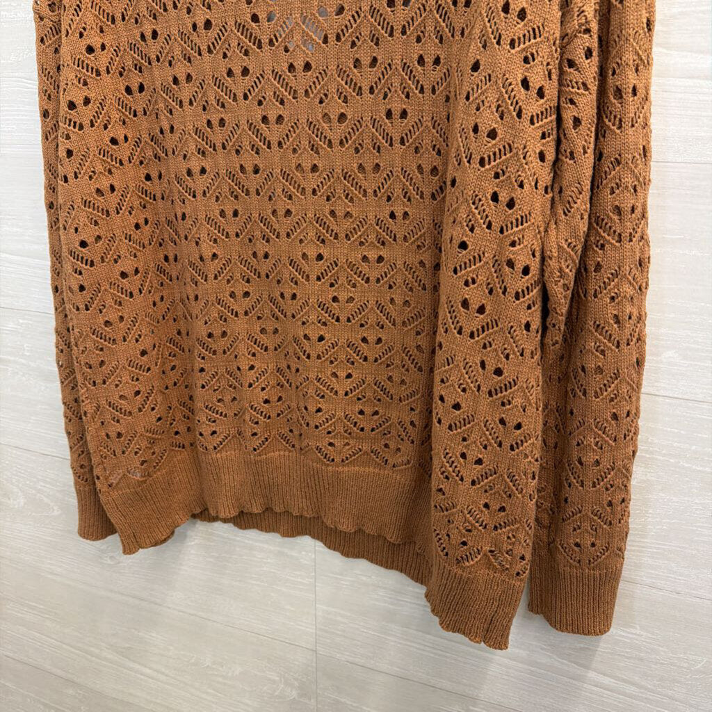 Maurices Brown Open Knit Long Sleeve Top Extra Large