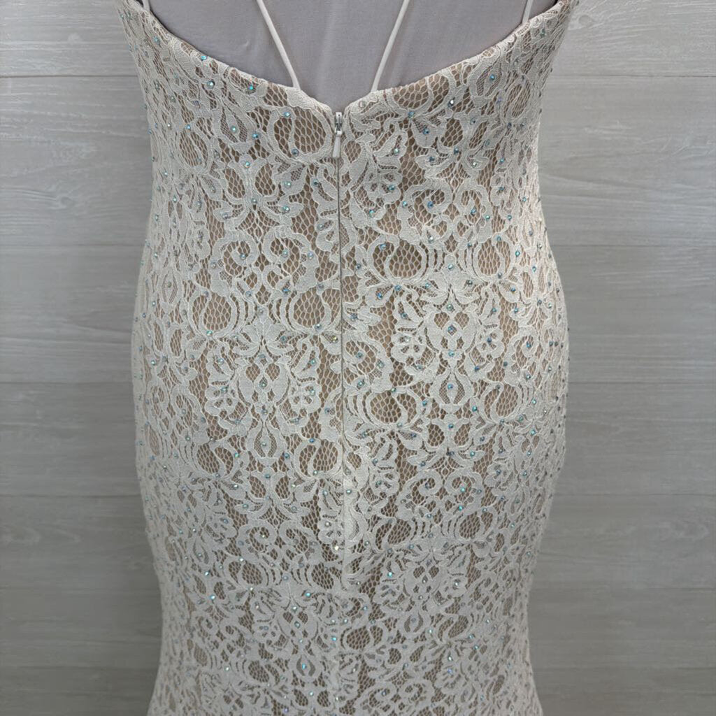 The Secret Dress White Embellished Lace High Neck Formal 8
