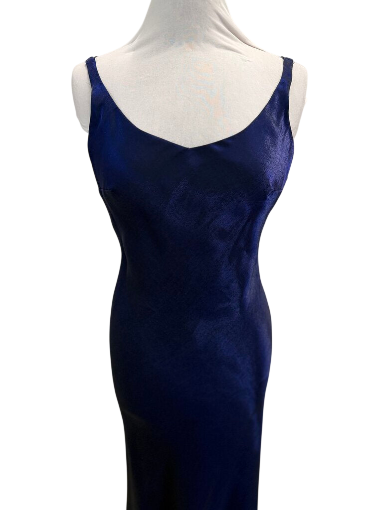 Niki Blue Silky Sheen Long Formal Dress 10