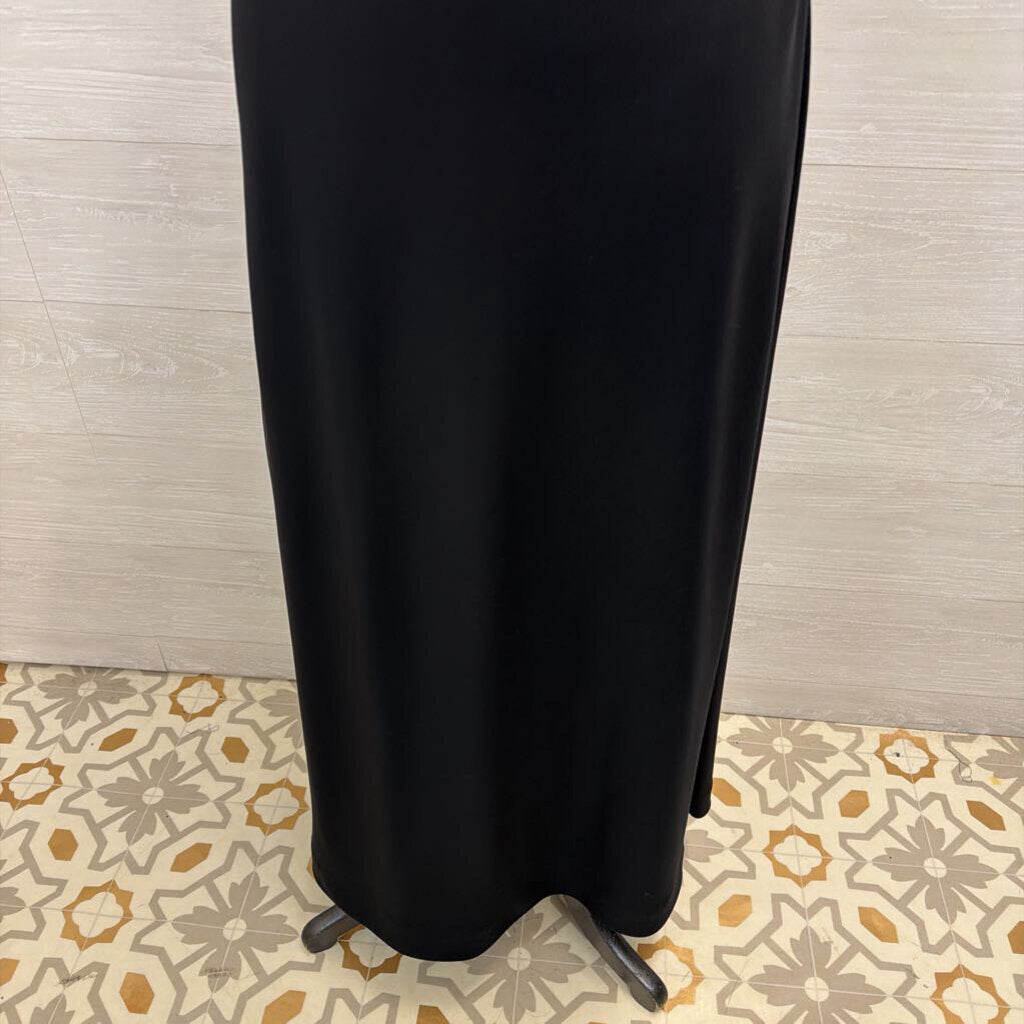 Reflections Black Beaded Sheer Waist High Neck Long Formal Dress 6