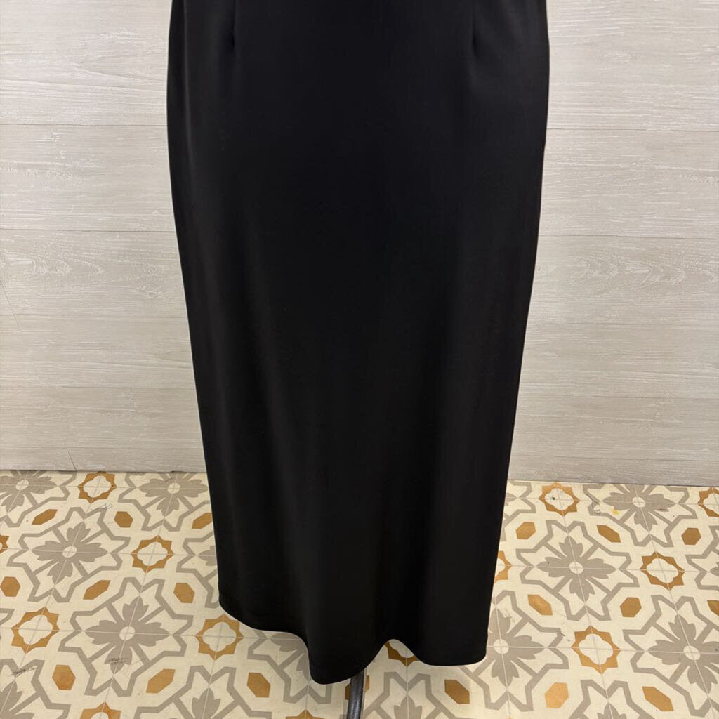 Reflections Black Beaded Sheer Waist High Neck Long Formal Dress 6