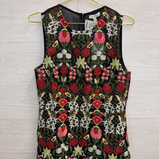 Lucy Paris Black/Multi Floral Embroidered Mini Dress Large