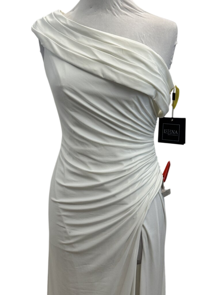 Ieena for MacDuggal Ivory Jersey Asymmetric Gown 6