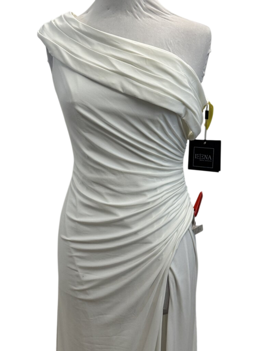 Ieena for MacDuggal Ivory Jersey Asymmetric Gown 6