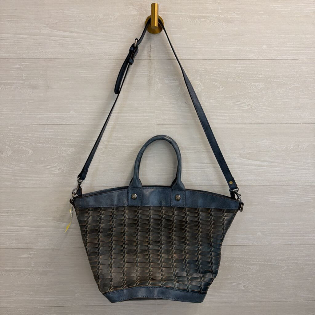 Patricia Nash Large Blue Woven Leather Tote