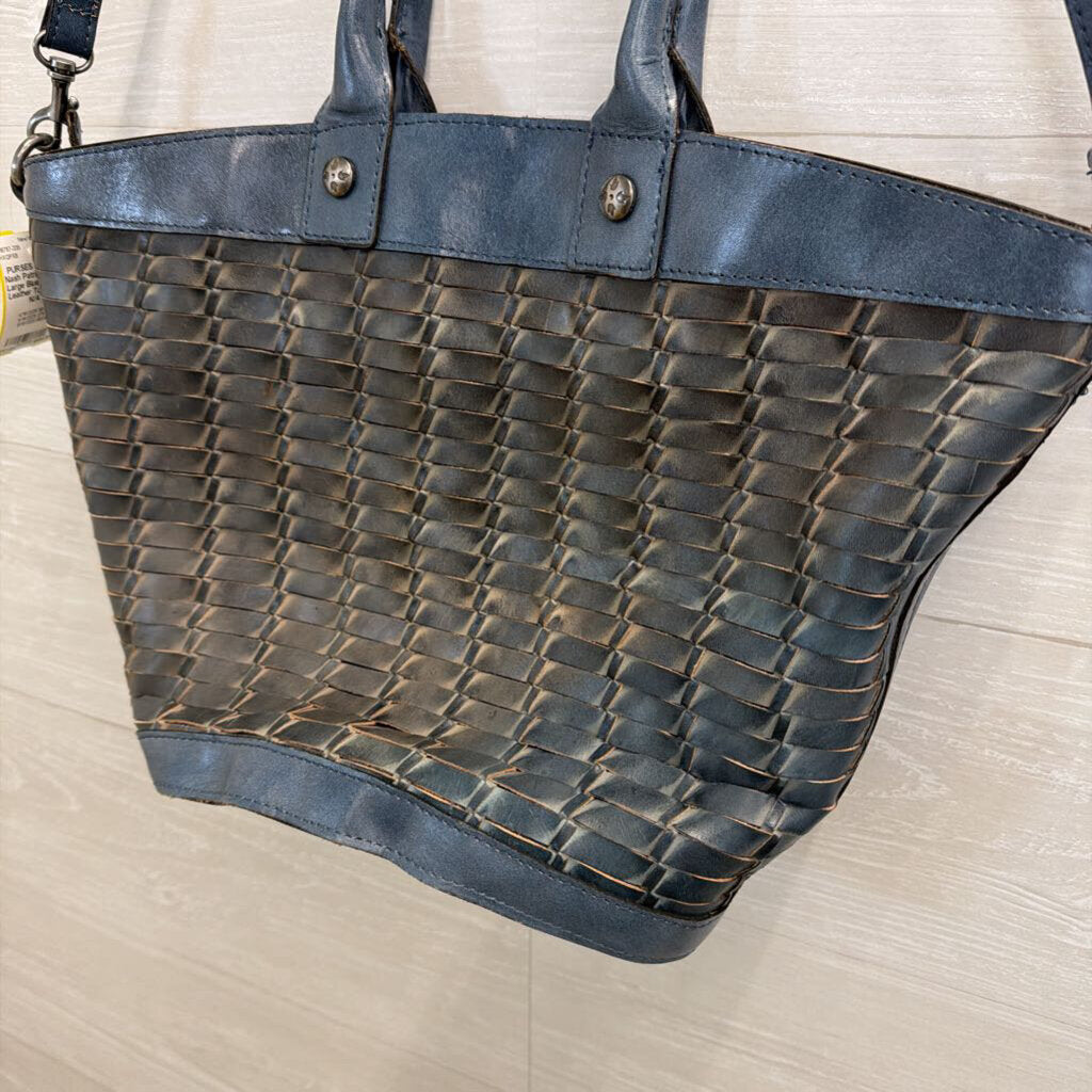 Patricia Nash Large Blue Woven Leather Tote