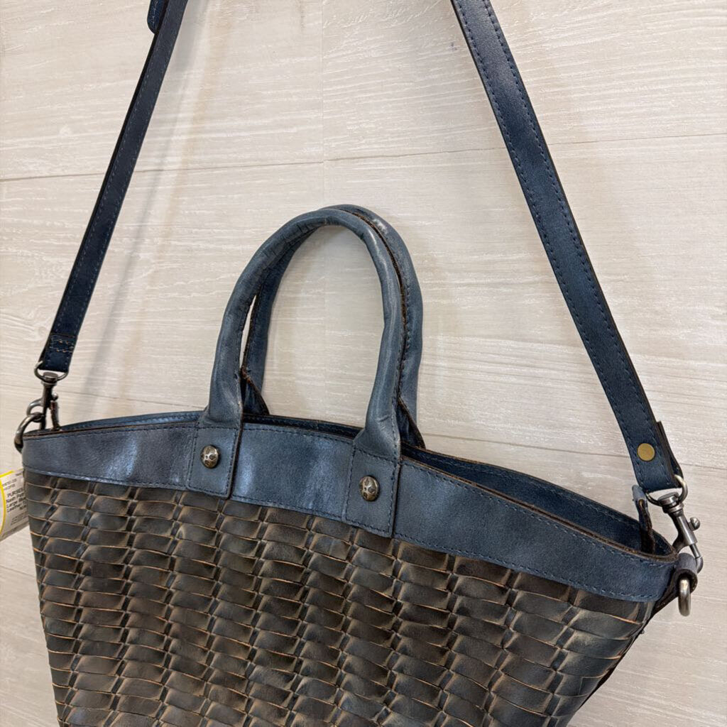 Patricia Nash Large Blue Woven Leather Tote