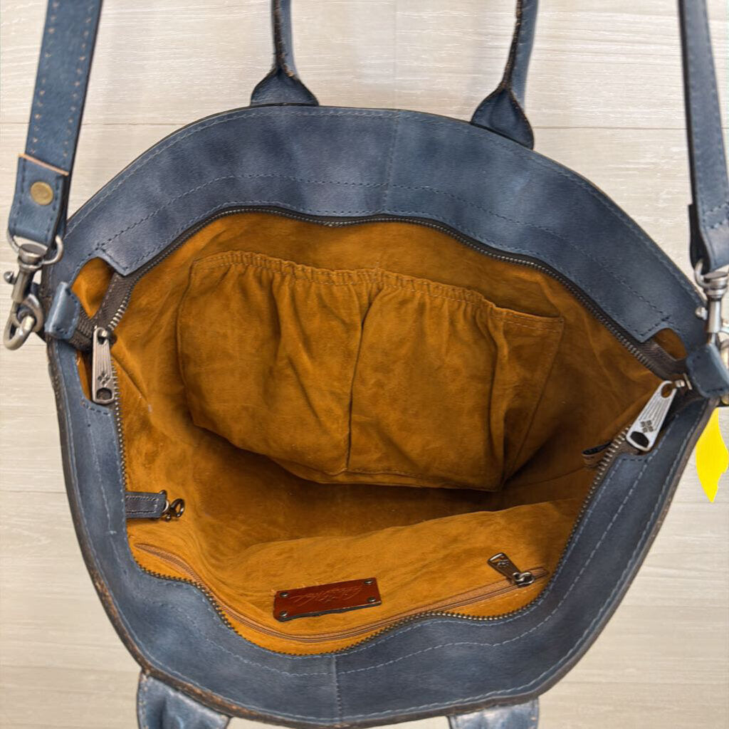 Patricia Nash Large Blue Woven Leather Tote