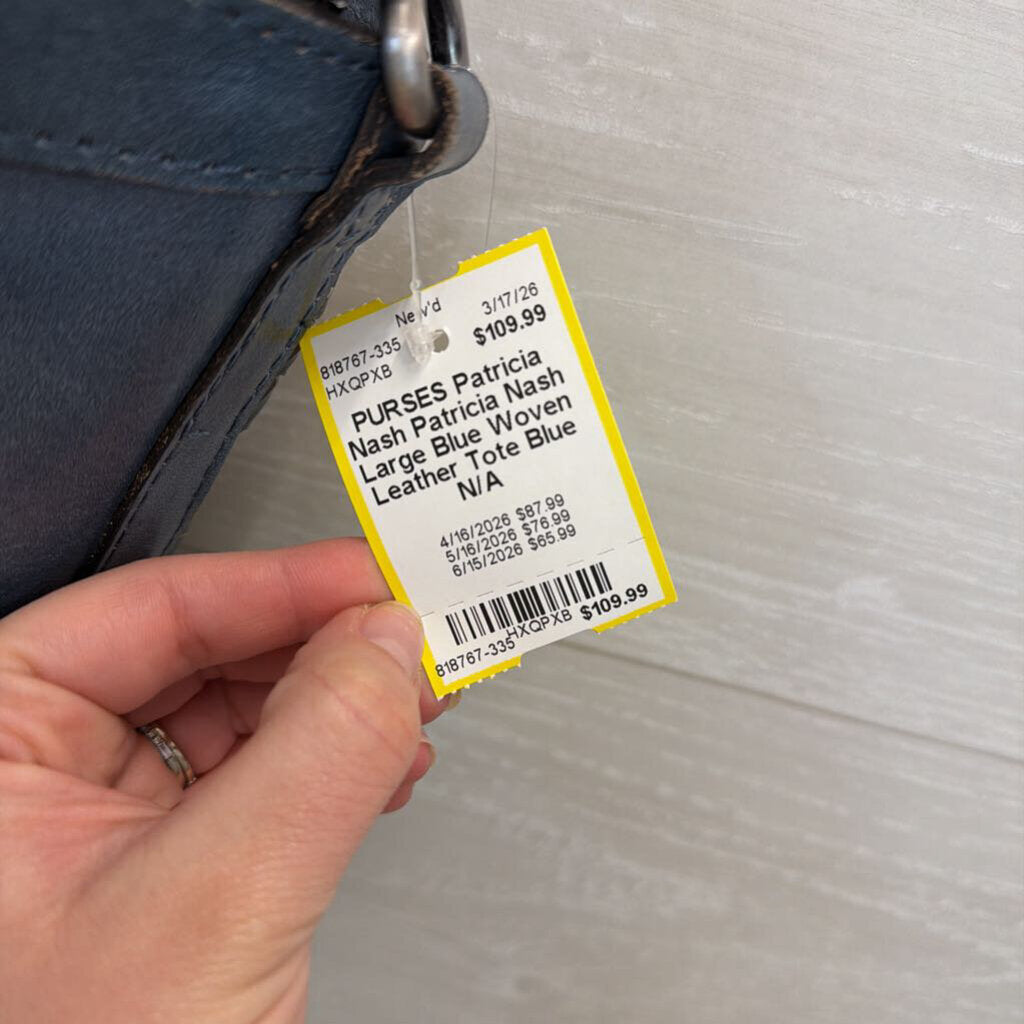 Patricia Nash Large Blue Woven Leather Tote