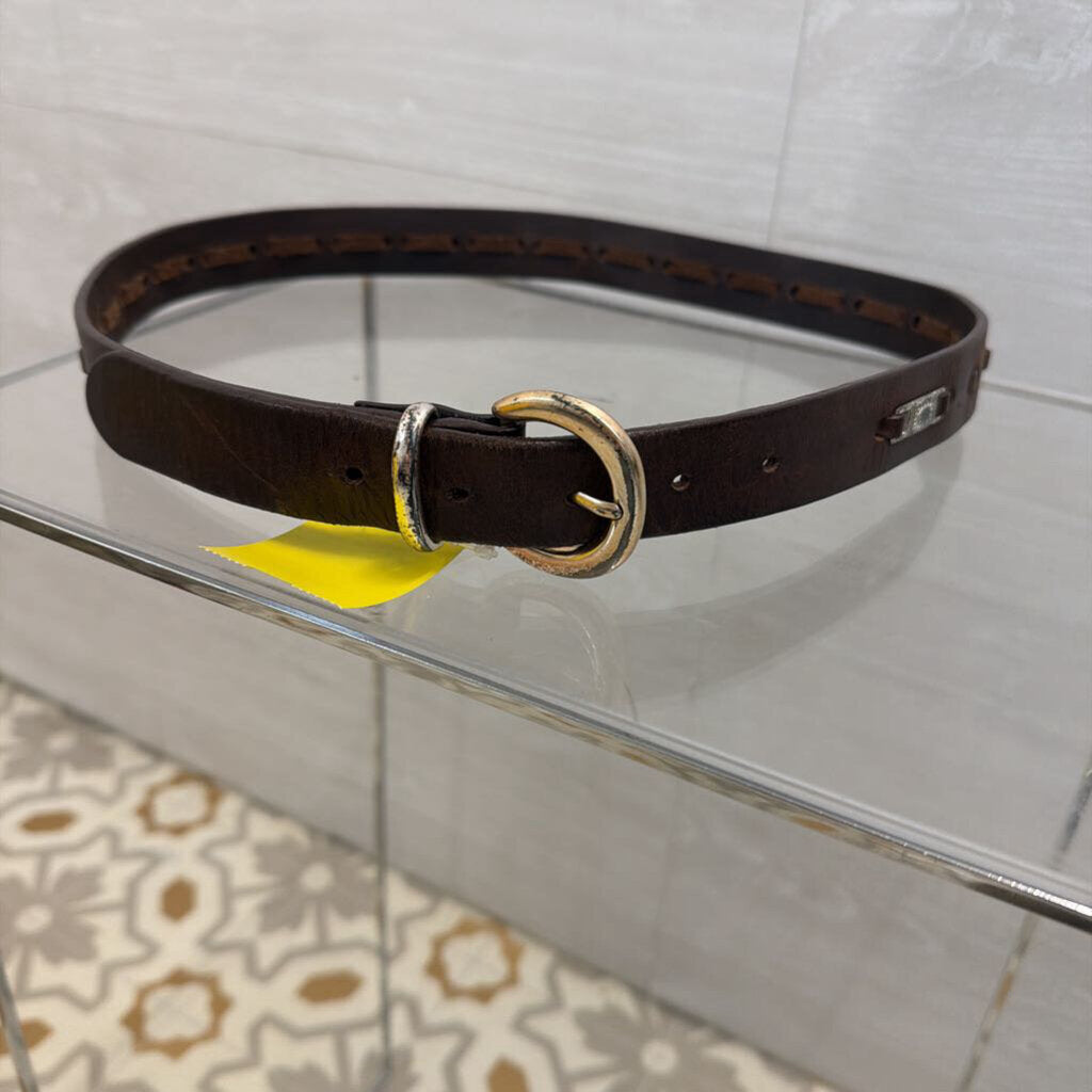 Brown Leather with Silver Hardware Small