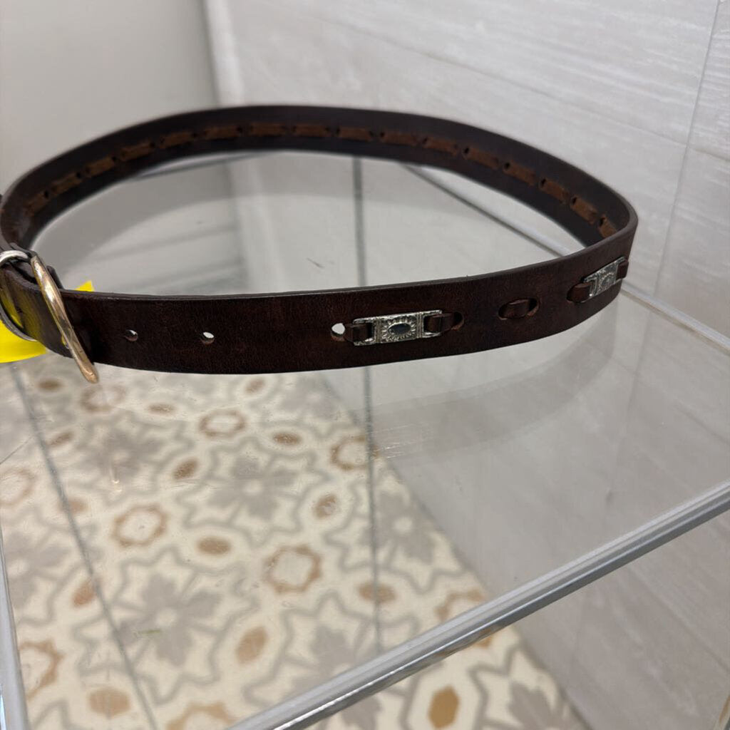 Brown Leather with Silver Hardware Small