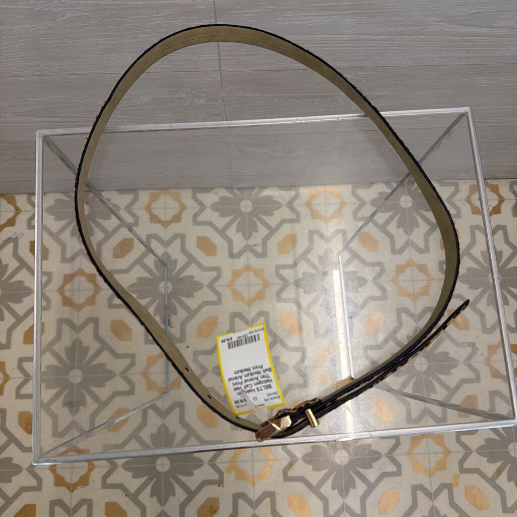 Halogen Calf Hair Thin Animal Print Belt Medium