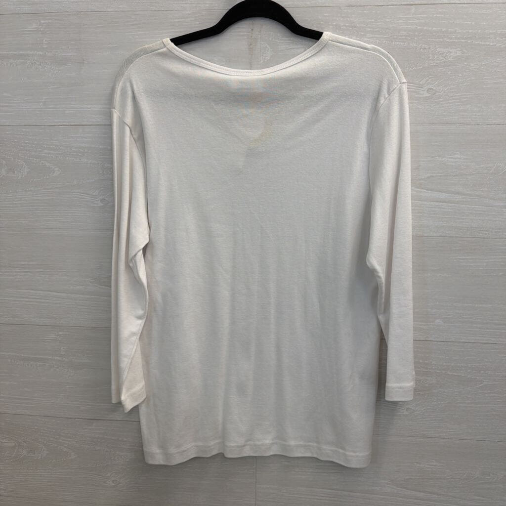 Cactus Bay White Embellished Flip Flop Long Sleeve Top Extra Large