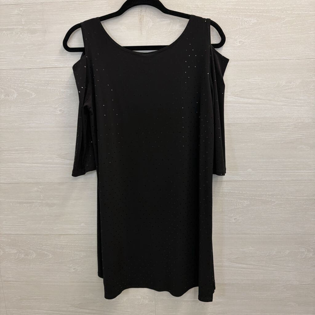 Clara Sun Woo Black Sparkle Long Sleeve Tunic Top/ Pull On Pants Set Medium