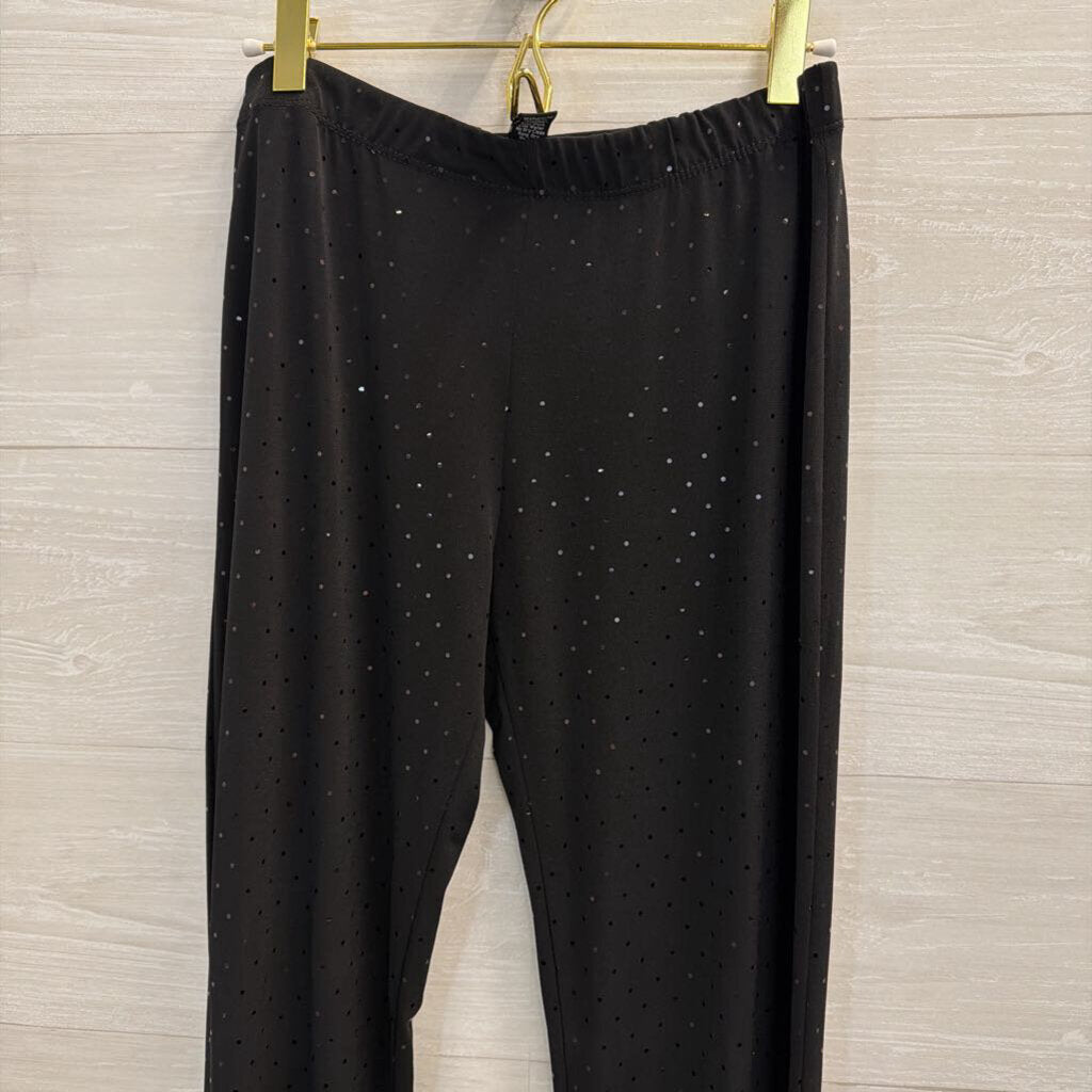 Clara Sun Woo Black Sparkle Long Sleeve Tunic Top/ Pull On Pants Set Medium