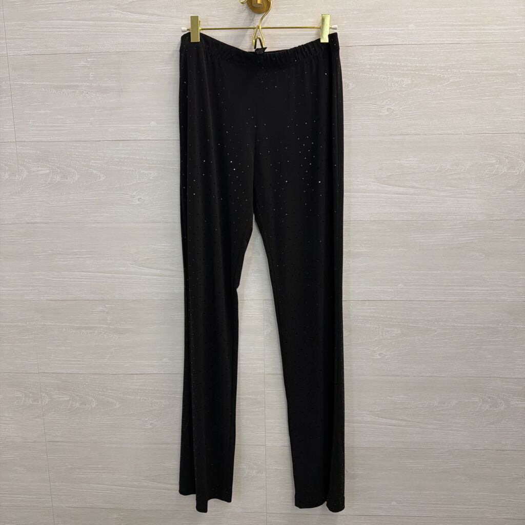 Clara Sun Woo Black Sparkle Long Sleeve Tunic Top/ Pull On Pants Set Medium