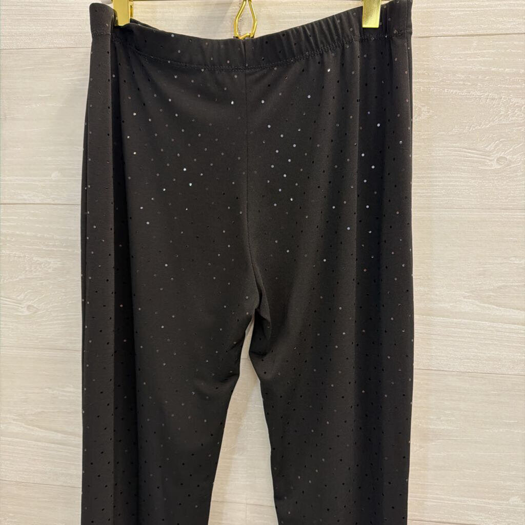 Clara Sun Woo Black Sparkle Long Sleeve Tunic Top/ Pull On Pants Set Medium