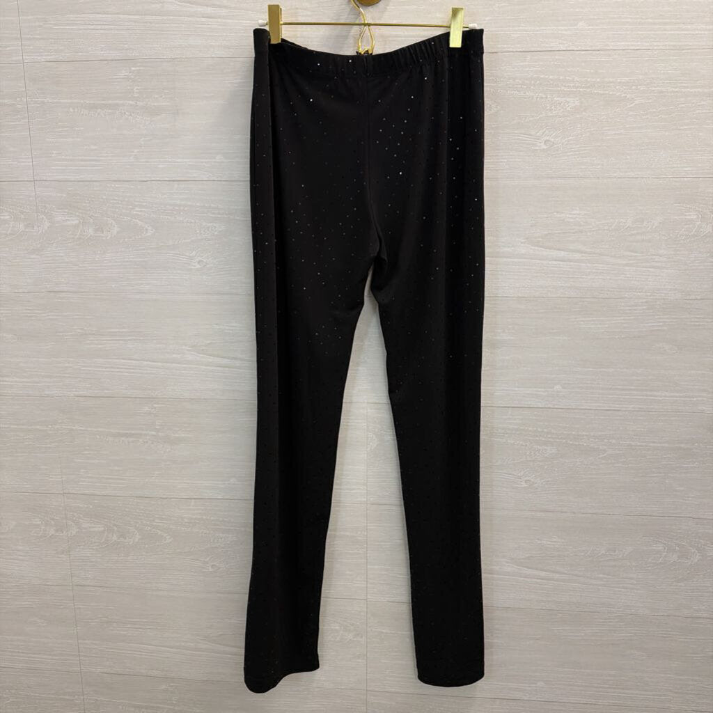 Clara Sun Woo Black Sparkle Long Sleeve Tunic Top/ Pull On Pants Set Medium