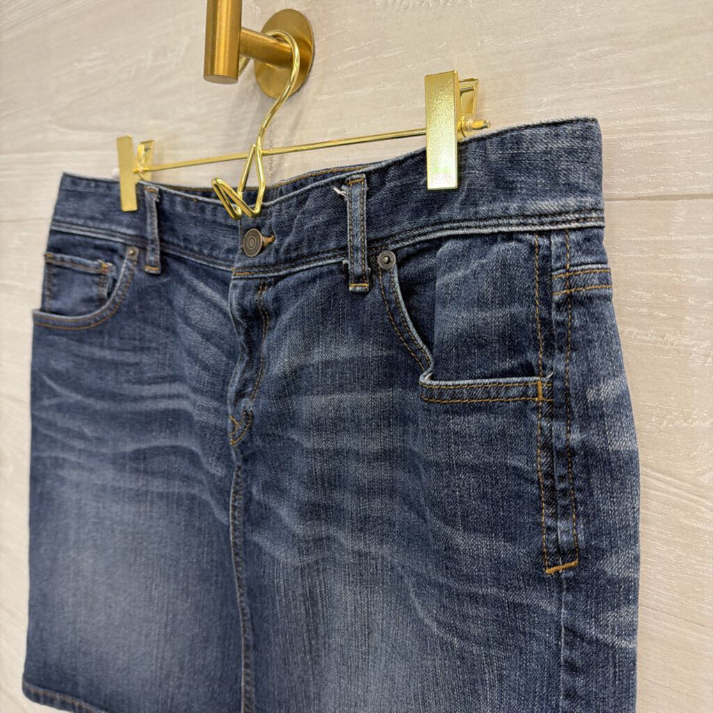Loft Dark Wash Denim Mini Skirt 8