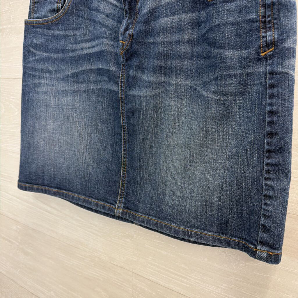 Loft Dark Wash Denim Mini Skirt 8