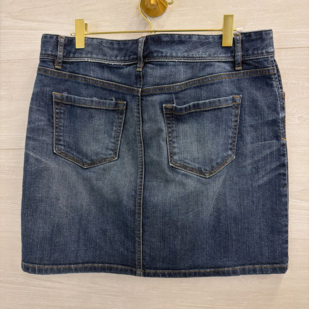 Loft Dark Wash Denim Mini Skirt 8
