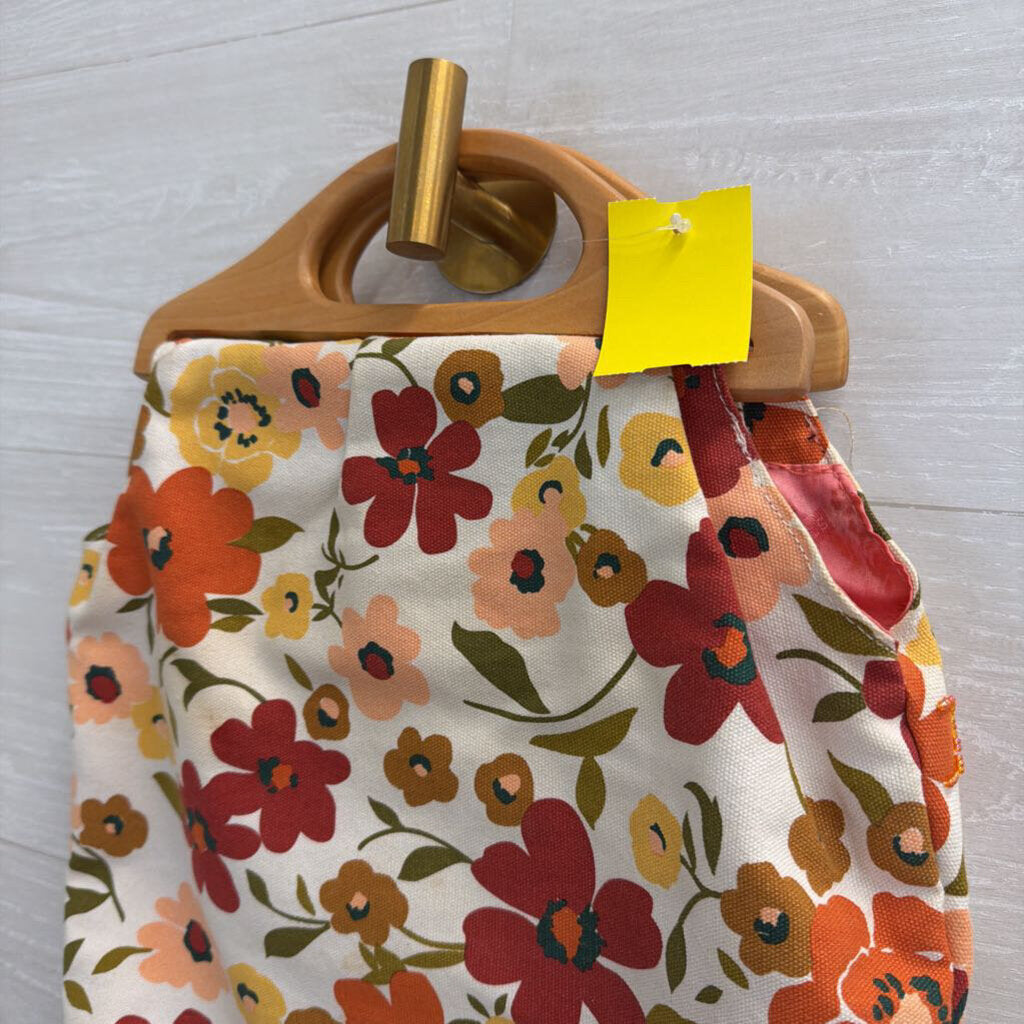 Necessary Objects Wooden Handled Floral Handbag