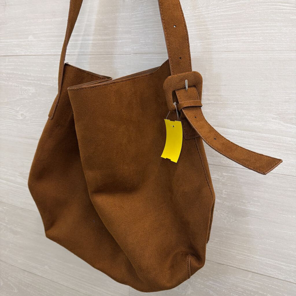 No Brand Brown Suede Hobo Bag