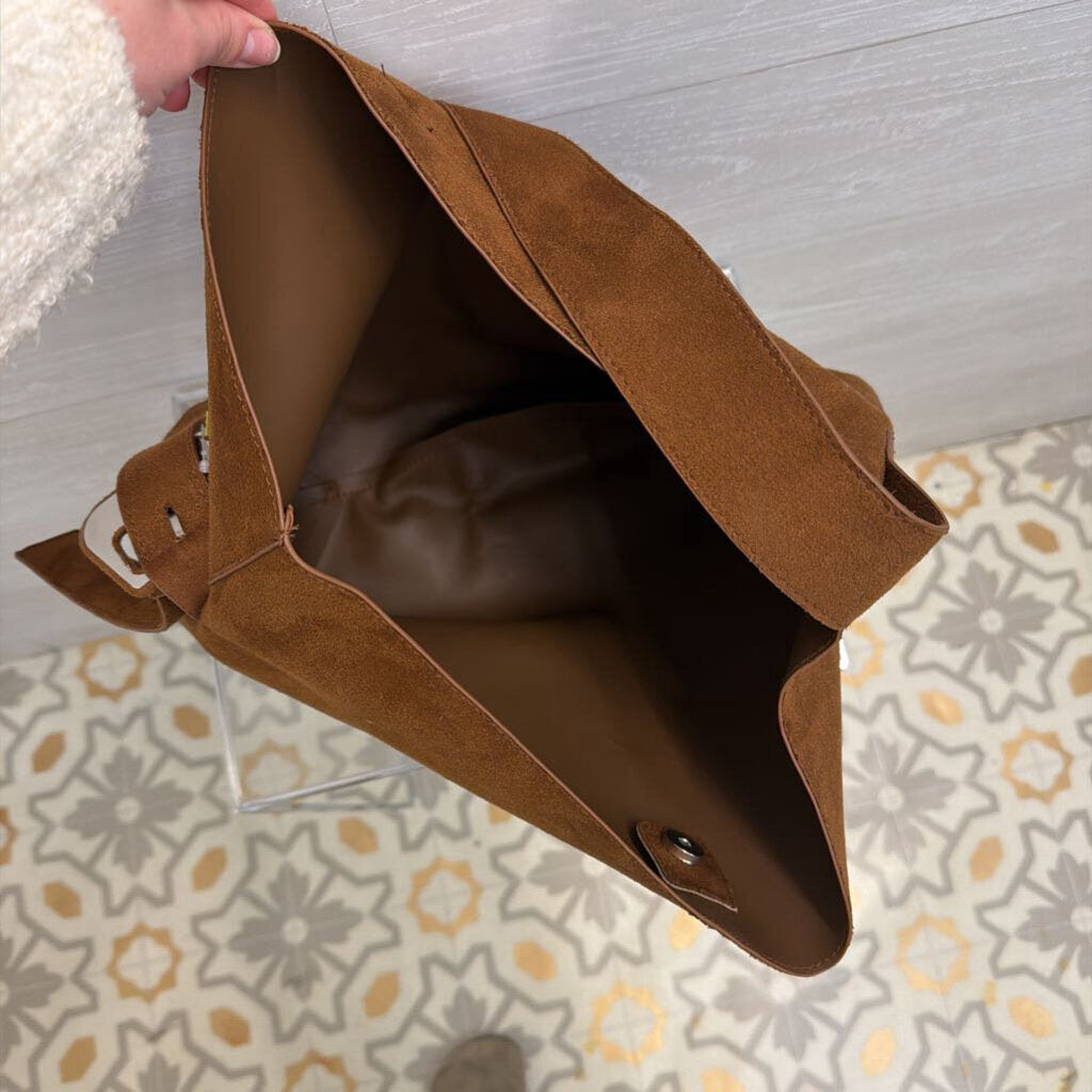 No Brand Brown Suede Hobo Bag