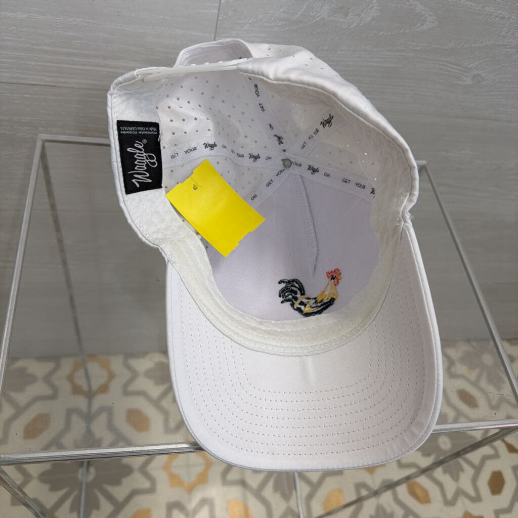 Waggle White Rooster Ball Cap O/S