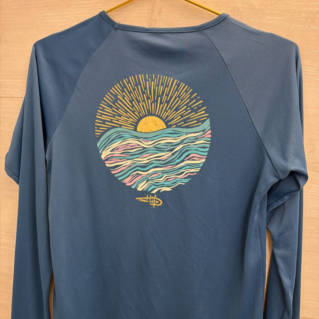 Reel Life Blue Long Sleeve Athletic Top Medium