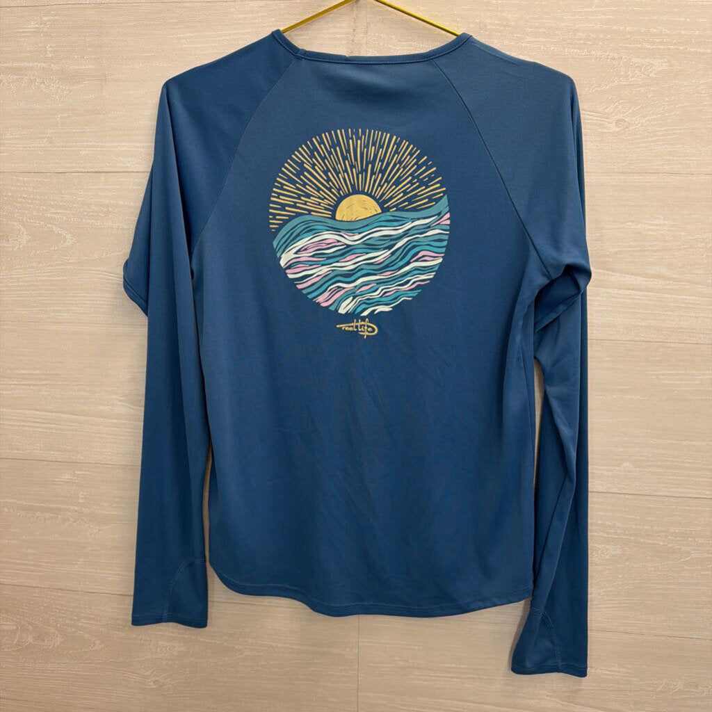 Reel Life Blue Long Sleeve Athletic Top Medium