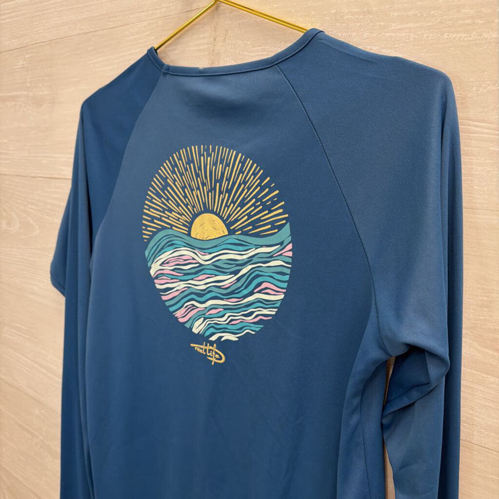 Reel Life Blue Long Sleeve Athletic Top Medium
