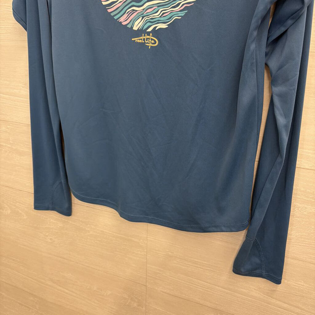 Reel Life Blue Long Sleeve Athletic Top Medium