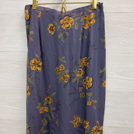 Vintage Sag Harbor Blue/ Multi Floral Print Midi Skirt Medium