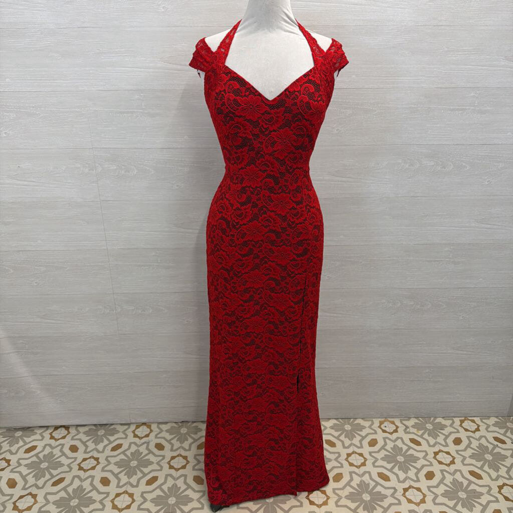 VF Show Red Lace Long Formal Dress Large