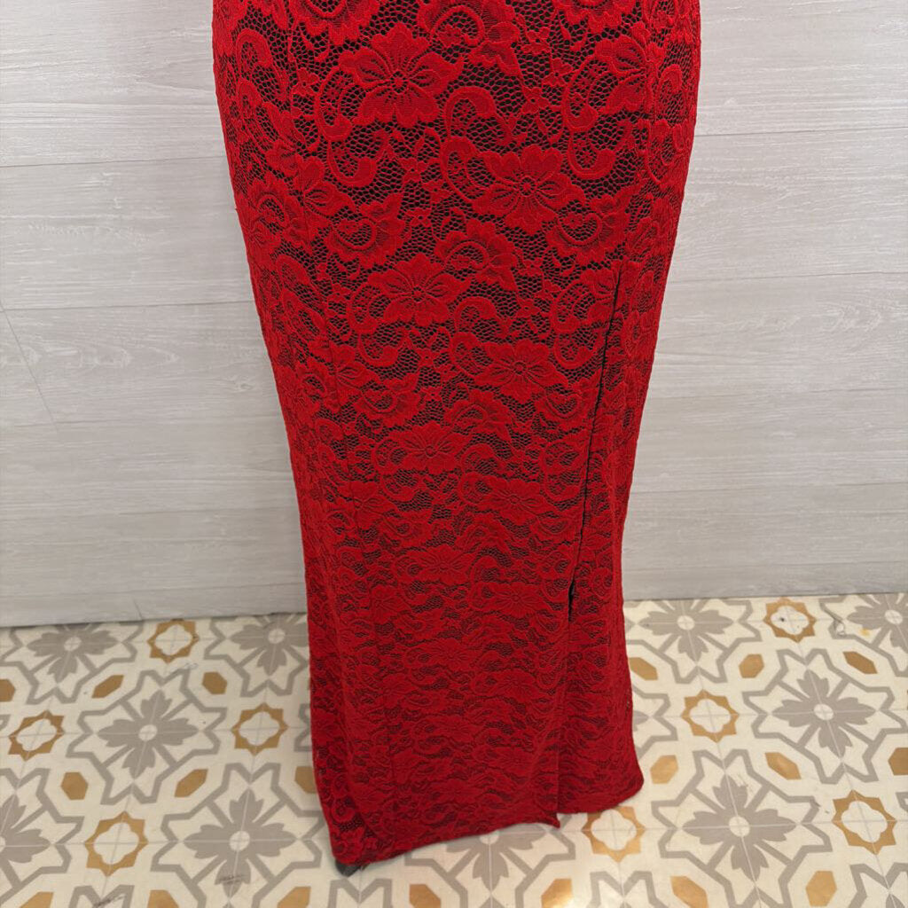 VF Show Red Lace Long Formal Dress Large