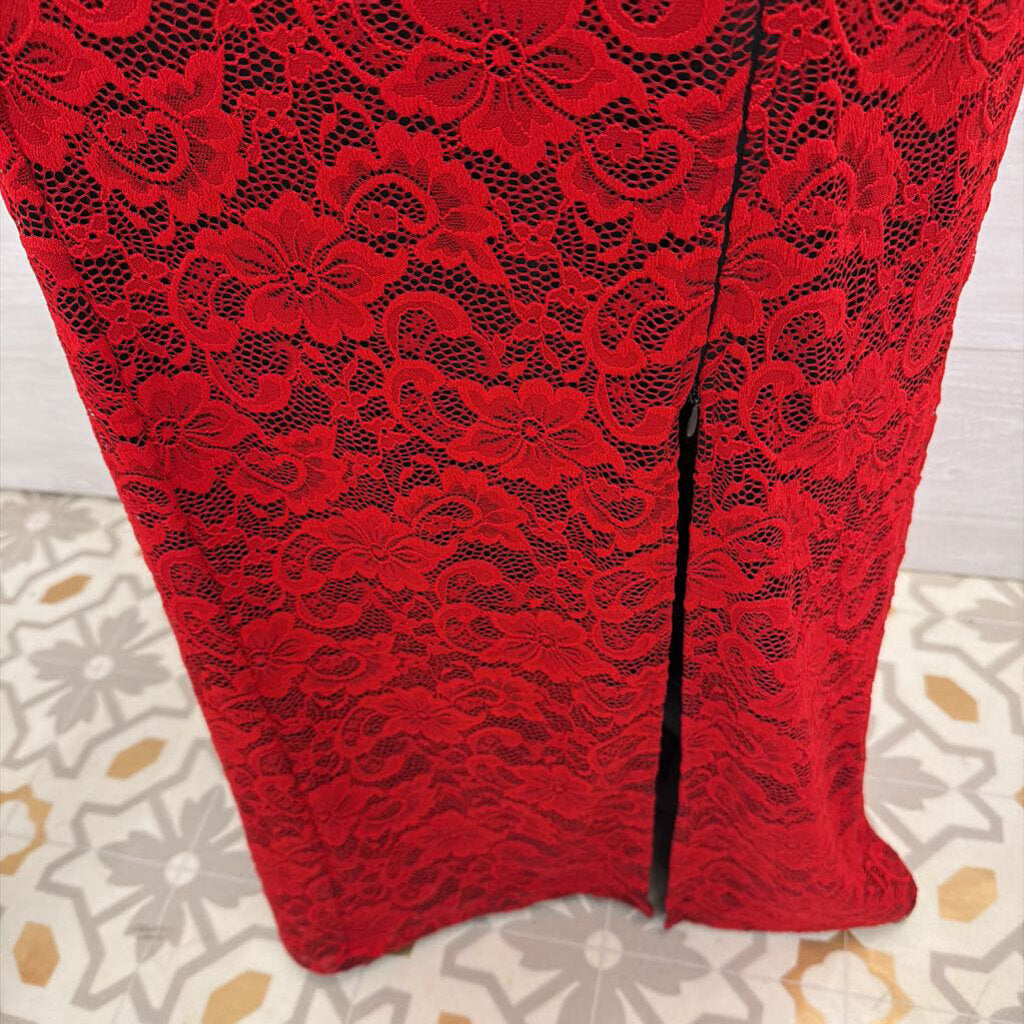 VF Show Red Lace Long Formal Dress Large