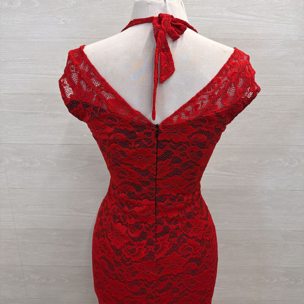 VF Show Red Lace Long Formal Dress Large