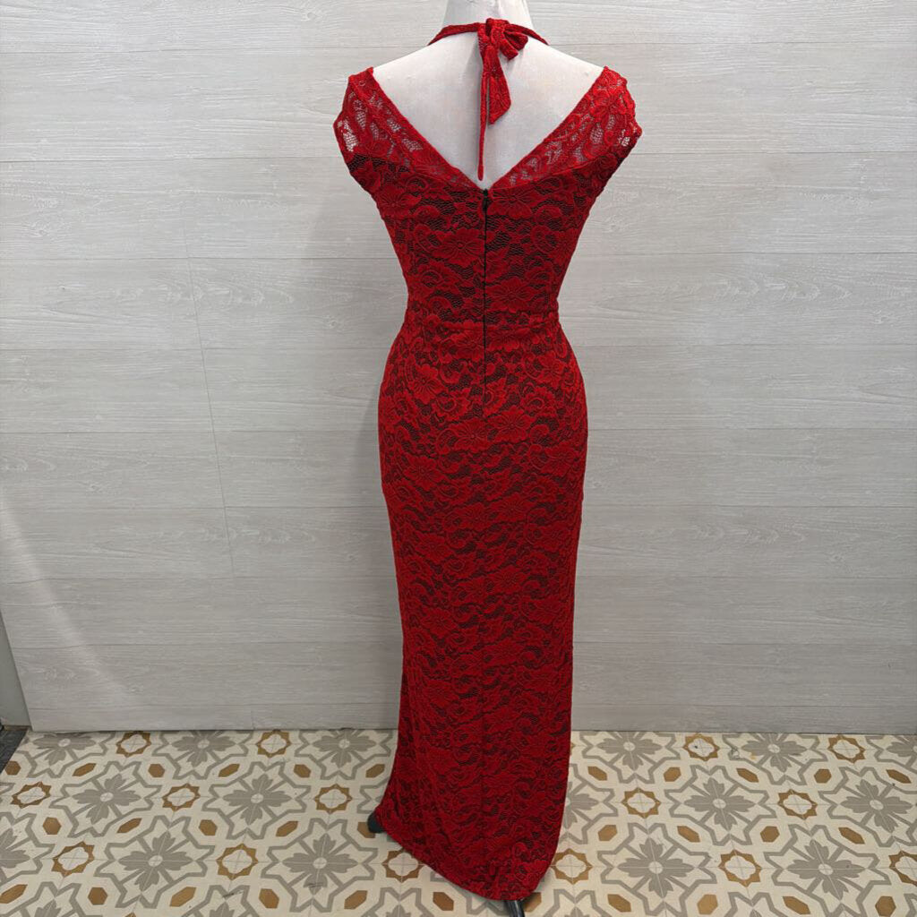 VF Show Red Lace Long Formal Dress Large