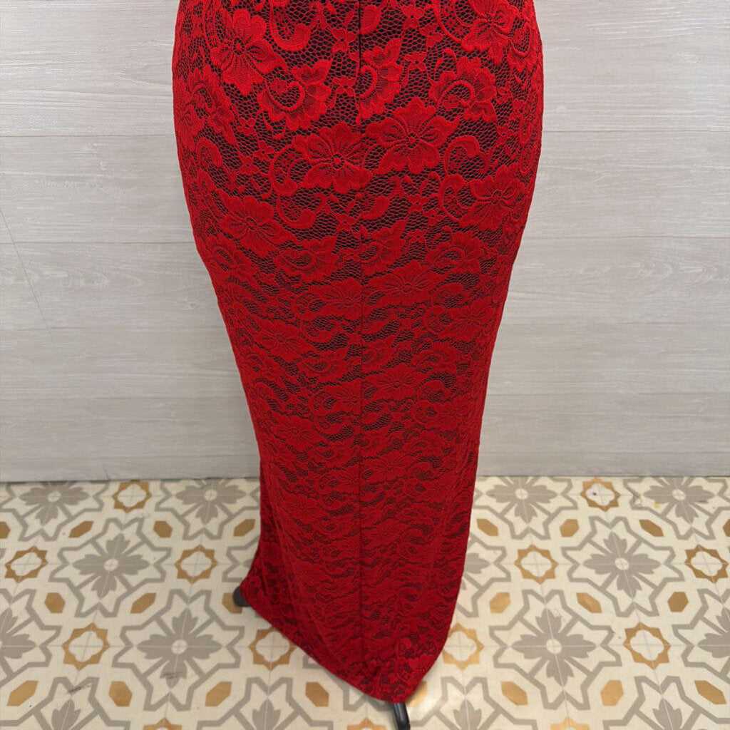 VF Show Red Lace Long Formal Dress Large