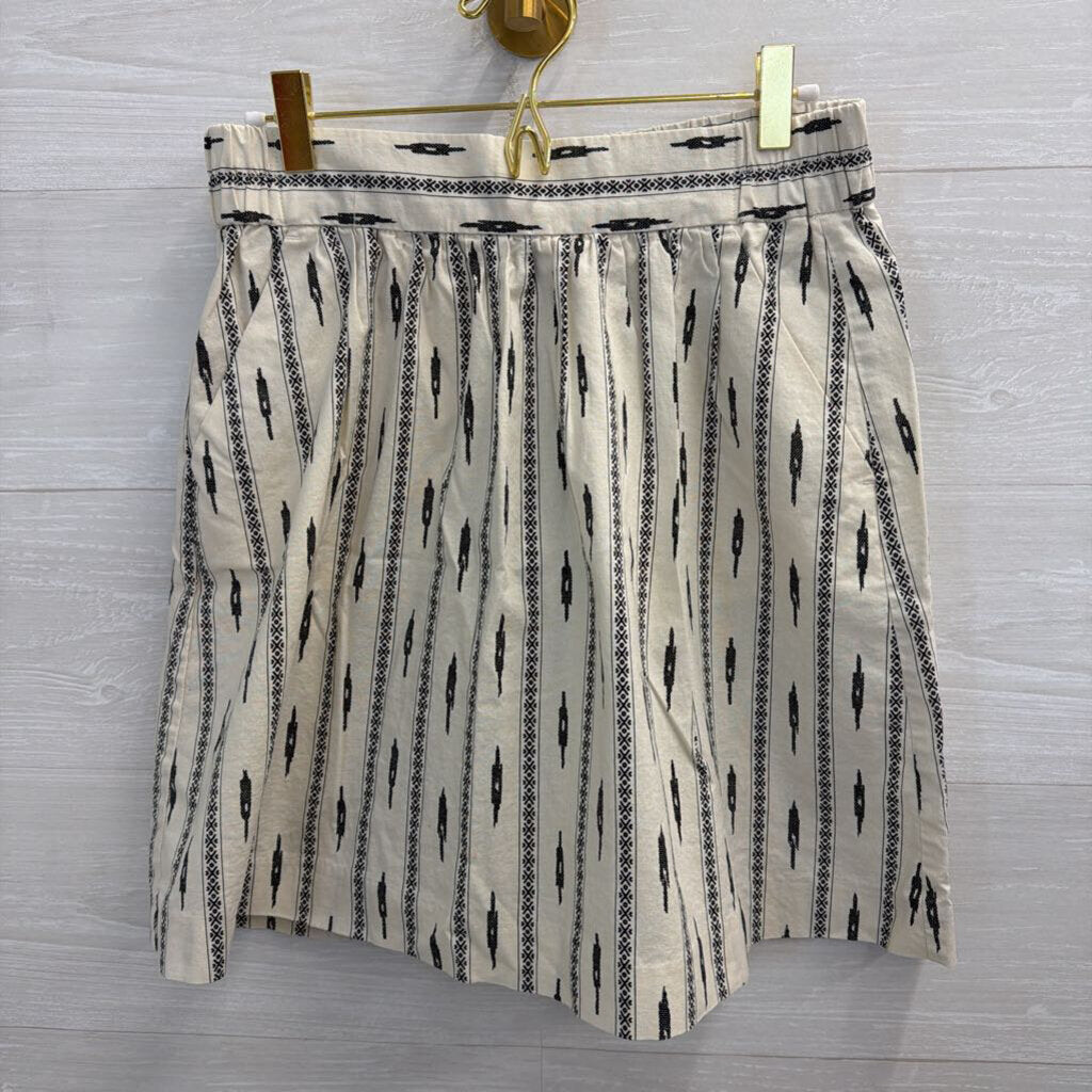 Loft Geometric White Print Pull On Skirt Small