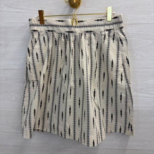 Loft Geometric White Print Pull On Skirt Small