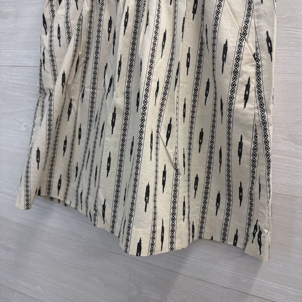 Loft Geometric White Print Pull On Skirt Small