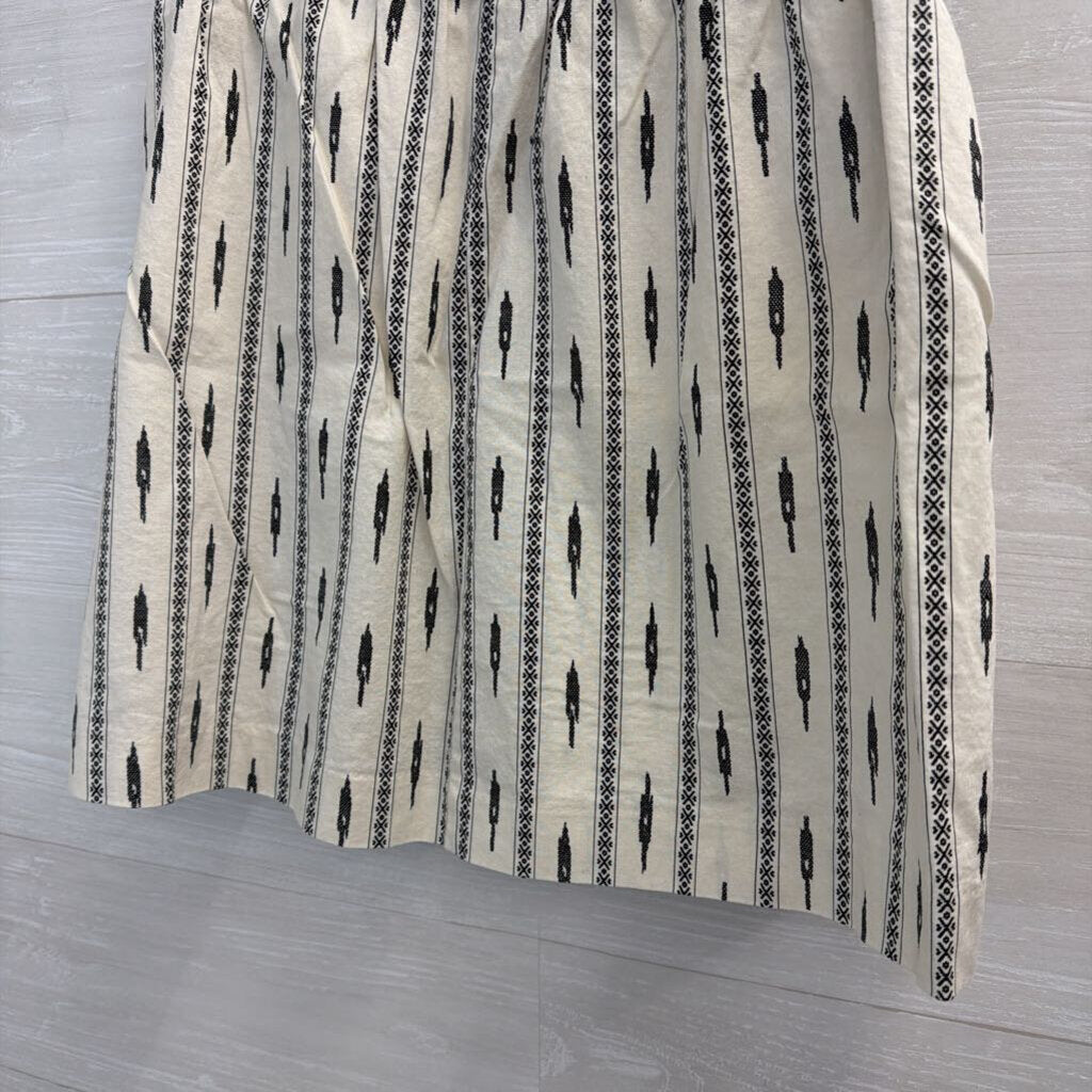 Loft Geometric White Print Pull On Skirt Small