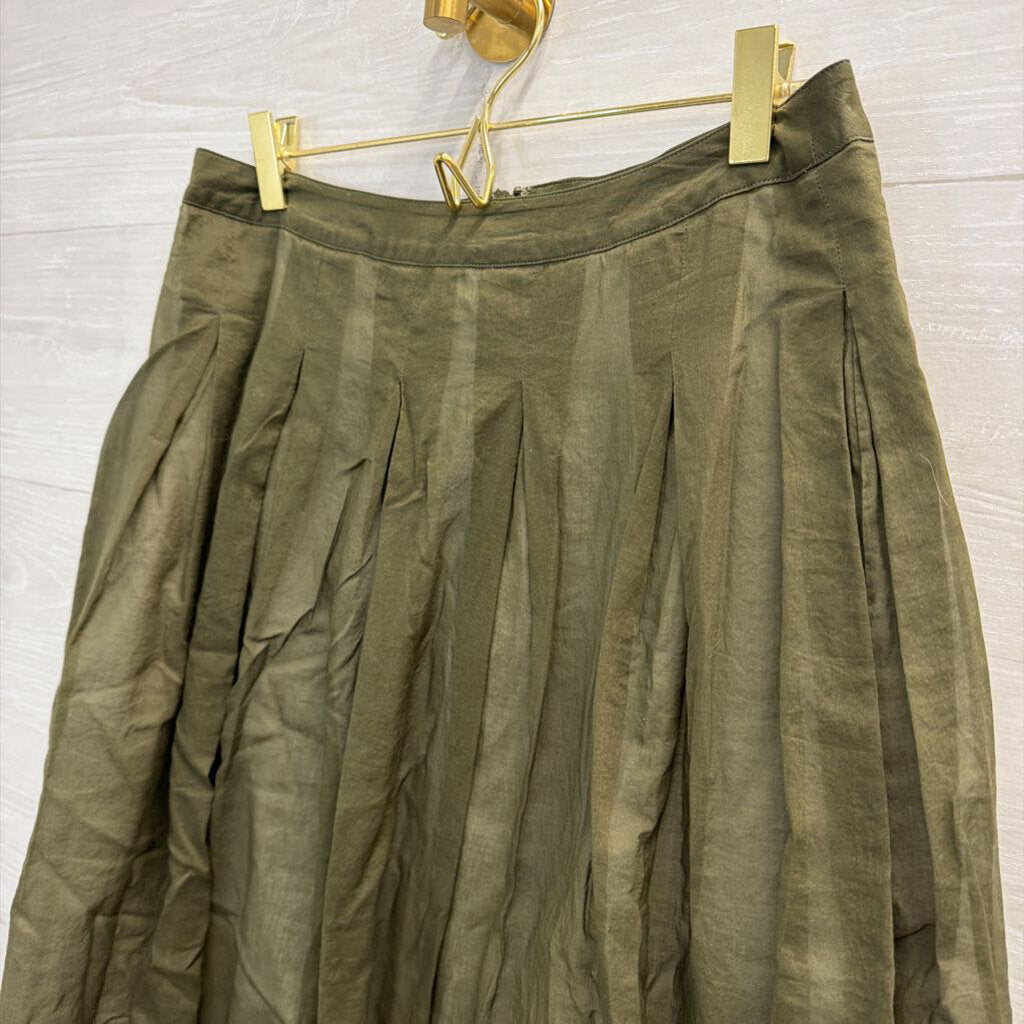 Talbots Olive Green Pleated Skirt 4