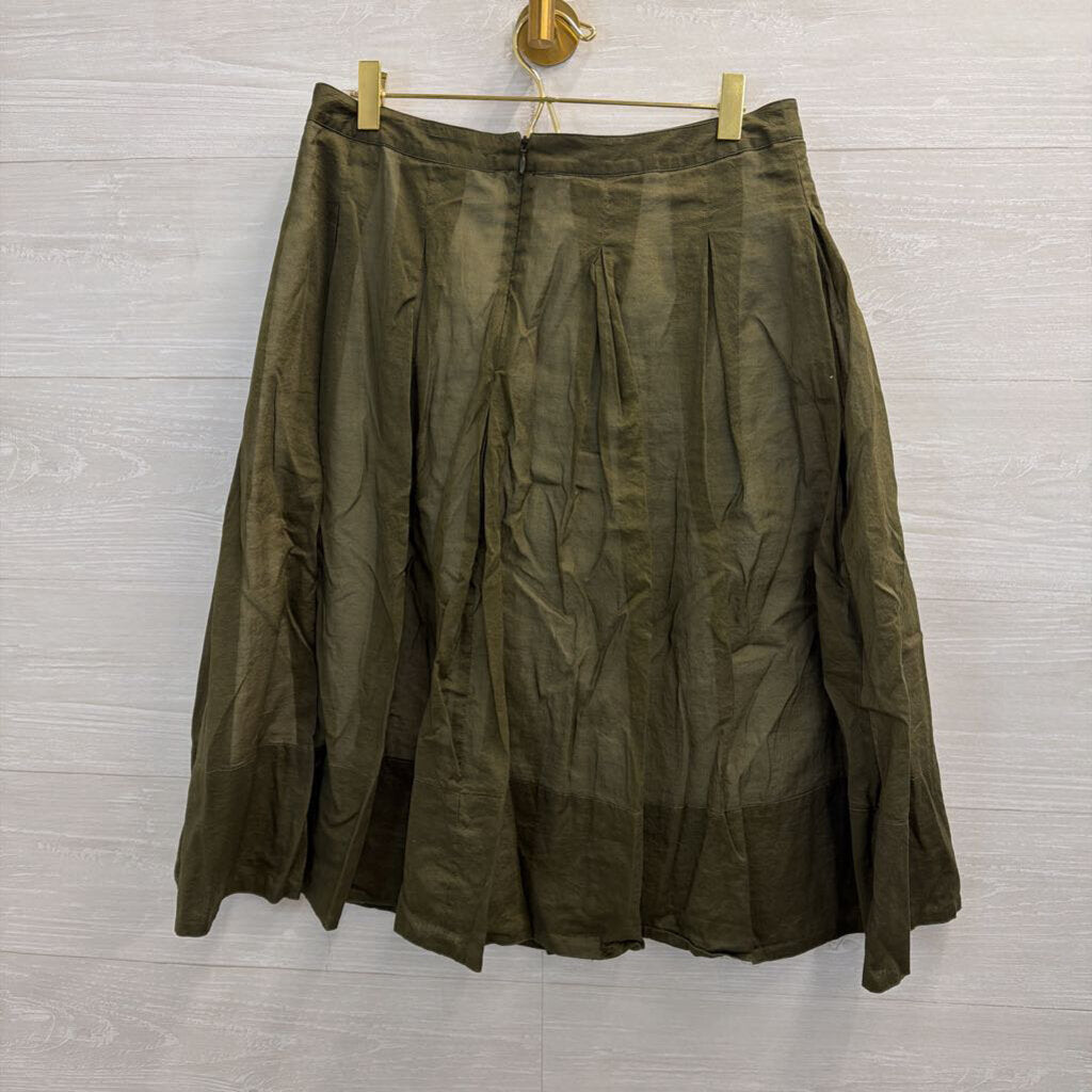 Talbots Olive Green Pleated Skirt 4