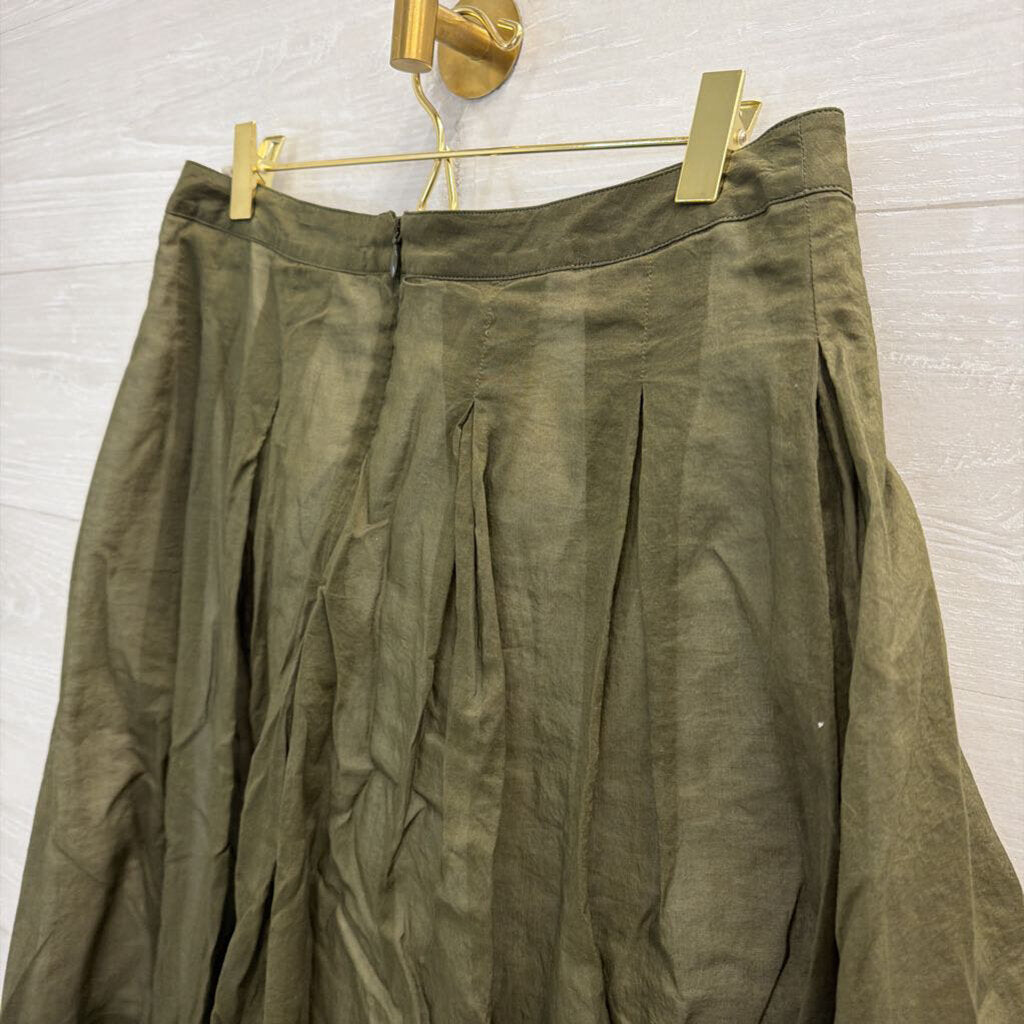 Talbots Olive Green Pleated Skirt 4