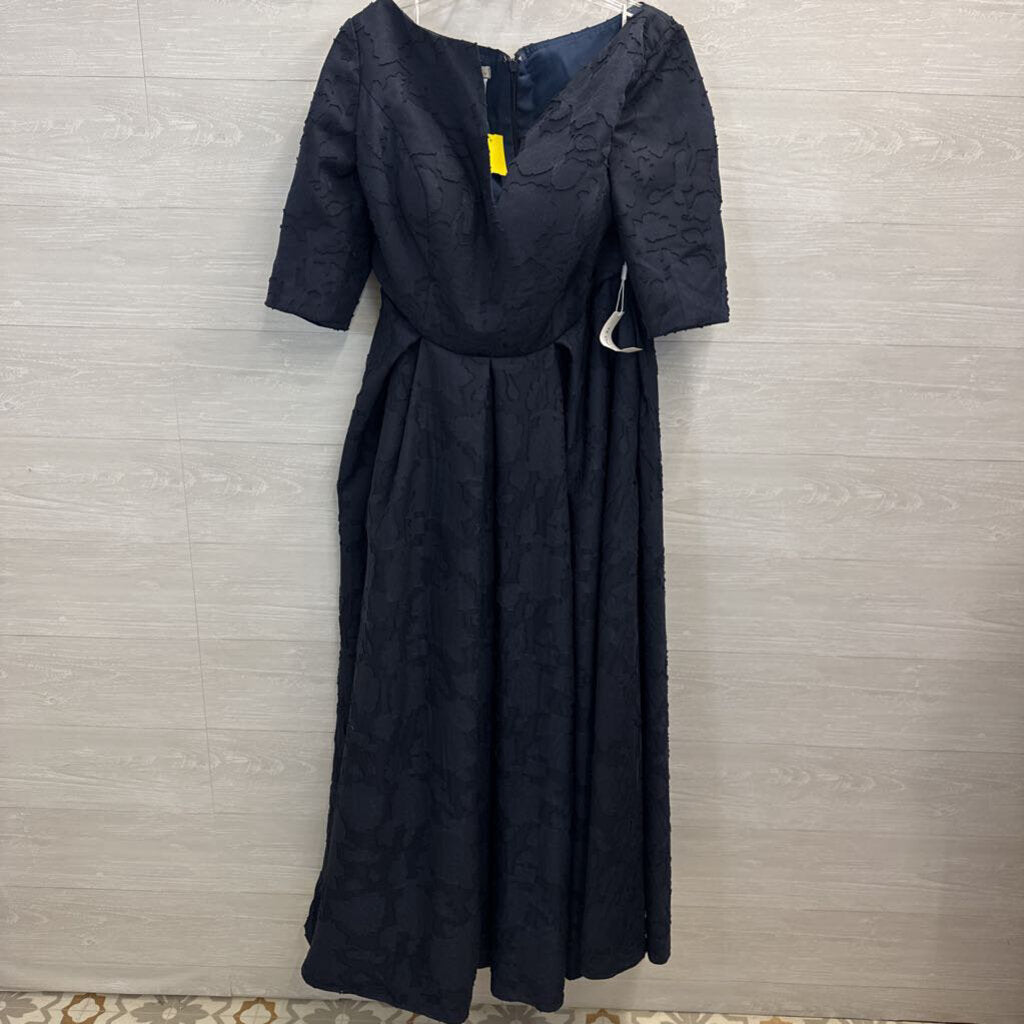TS Couture Navy Textured Lace Half Sleeve Long Formal Dress XXL